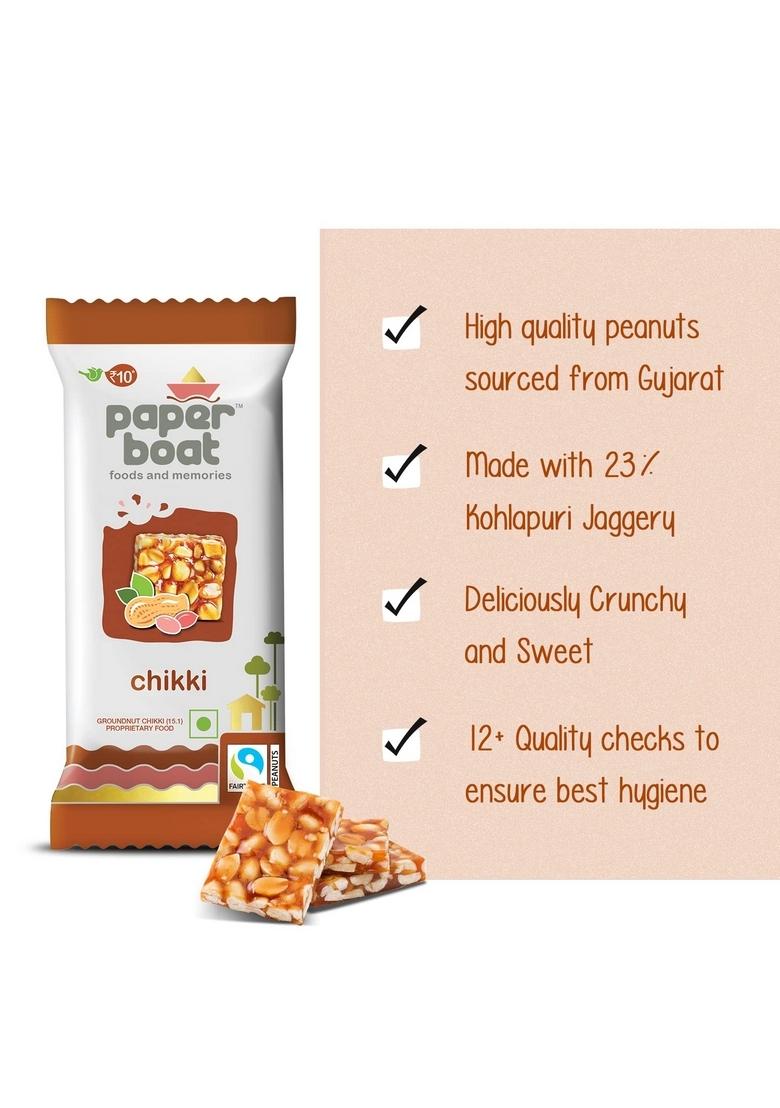 Paper Boat Chikki, Peanut Bar, No Added Preservatives and Colours | Gajak Sweets Made with Jaggery Gazak (Pack of 30, 25 grams Each)