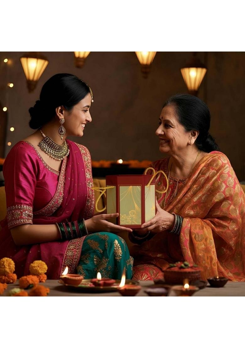 EAT BETTER CO Roshni Diwali Gift Hamper 9-Item Jumbo Lantern Box with Dry-Fruit Laddoos, Millet Namkeen, Chocolate-Coated Nuts, Urli Candle & Mukhwas | Premium for Family, Friends Corporate