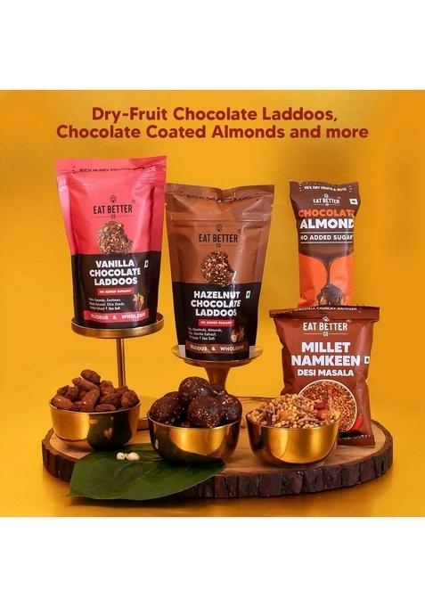 EAT BETTER CO Roshni Diwali Gift Hamper 9-Item Jumbo Lantern Box with Dry-Fruit Laddoos, Millet Namkeen, Chocolate-Coated Nuts, Urli Candle & Mukhwas | Premium for Family, Friends Corporate