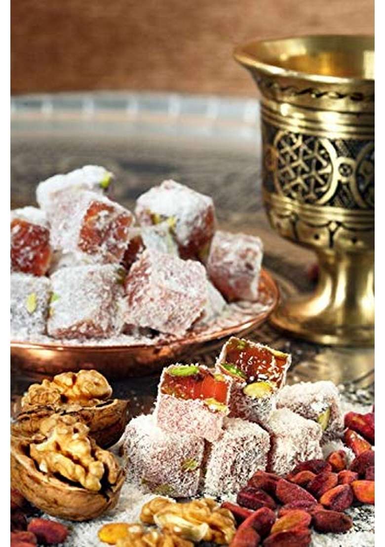 Acme Products Turkish Delight Pasha (Blackberry Flavored Pistachio) LOKHUM - ESTD 1947 | Premium Sweets Perfect for Gifting and Snacking Made With Fresh Ingredients 250Gms Gift Pack - Indya