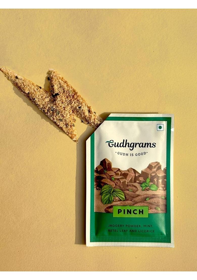 Gudhgrams Gudhgrams-Jaggery (Gudh) Mukhwas | Betel Leaf (Paan), Mint Box of 15 Sachets After Meal Sweet Sugar-Free Digestive Mouth Freshener 100% Natural mint, Supari-Free, NO ADDED FLAVOUR/PRESERVATIVE