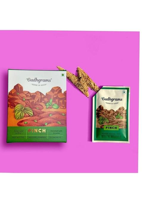 Gudhgrams Gudhgrams-Jaggery (Gudh) Mukhwas | Betel Leaf (Paan), Mint Box of 15 Sachets After Meal Sweet Sugar-Free Digestive Mouth Freshener 100% Natural mint, Supari-Free, NO ADDED FLAVOUR/PRESERVATIVE
