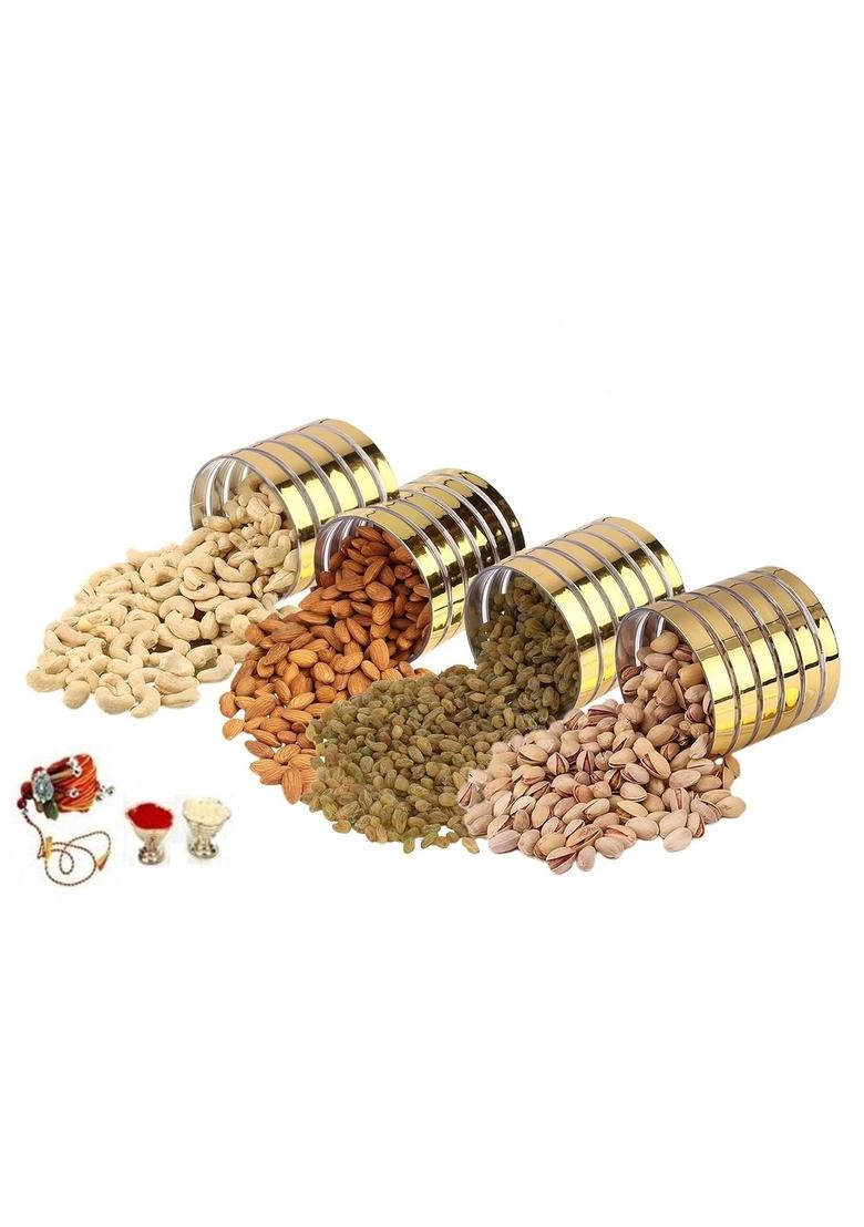 GHASITARAM'S Special for holi Dry-Fruit Golden Marble Jar Festive Gift Box