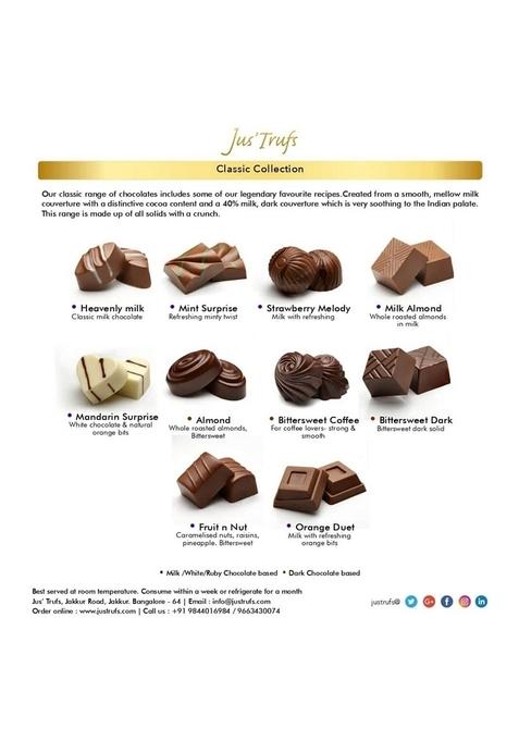 Jus' Trufs Classic Christmas Truffles and Logs Glass Platter Gift for Christmas, Chocolate Candies, Assorted Box Family, 150gm