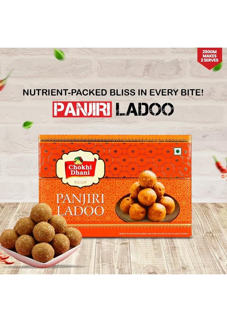 Chokhi Dhani Panjiri Ladoo 400g | Traditional Indian Sweet Nutrient-Rich Whole Wheat & Dry Fruits Laddu Ready to Eat Festive Dessert