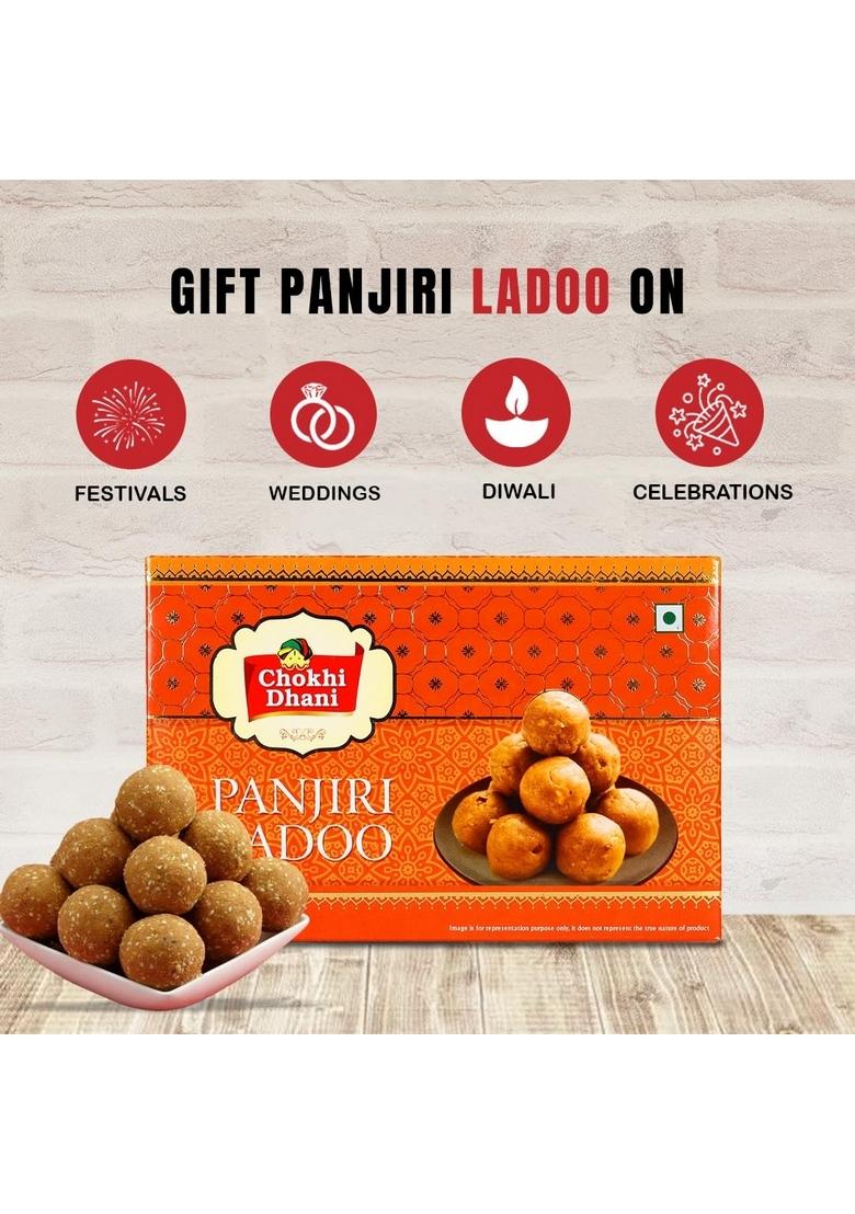 Chokhi Dhani Panjiri Ladoo 400g | Traditional Indian Sweet Nutrient-Rich Whole Wheat & Dry Fruits Laddu Ready to Eat Festive Dessert