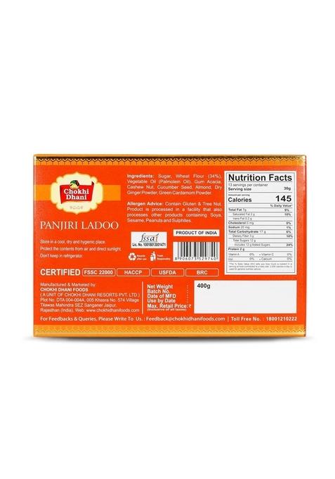 Chokhi Dhani Panjiri Ladoo 400g | Traditional Indian Sweet Nutrient-Rich Whole Wheat & Dry Fruits Laddu Ready to Eat Festive Dessert