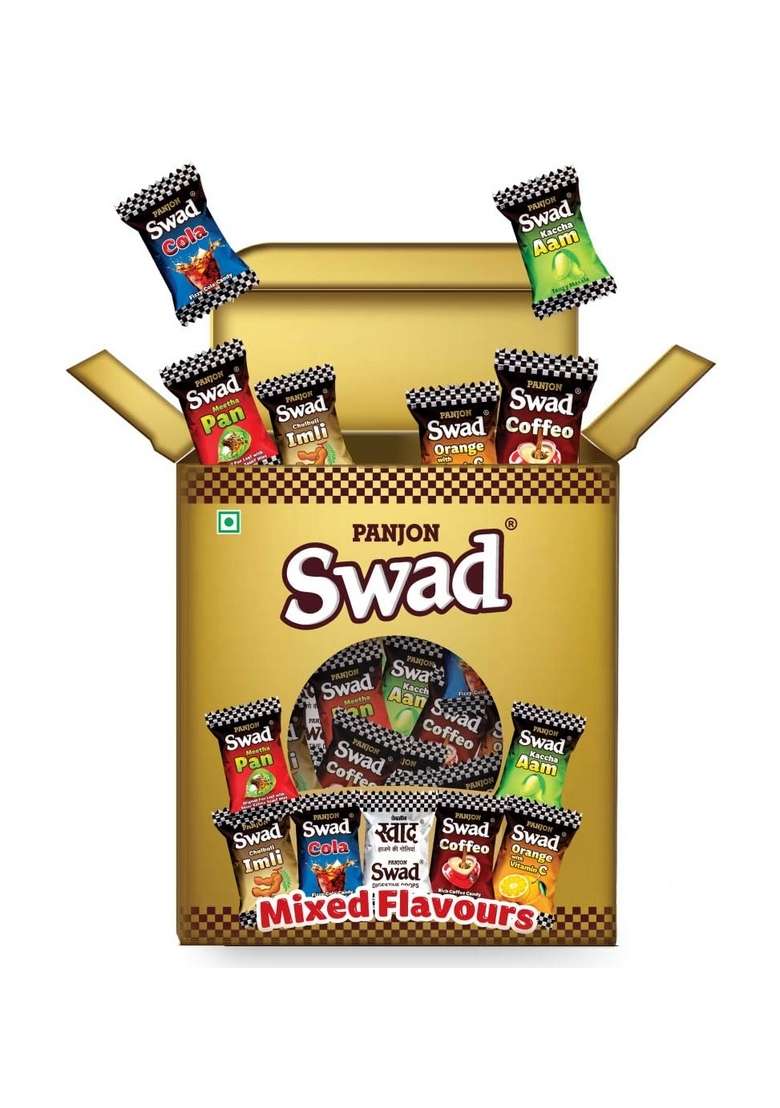 Swad Mixed Flavours Candy Gift Box (Toffee, Imli, Kaccha Aam, Pan, Coffee, Cola, Orange) 125 Toffee X 1 Pack,440 Gram - Indya
