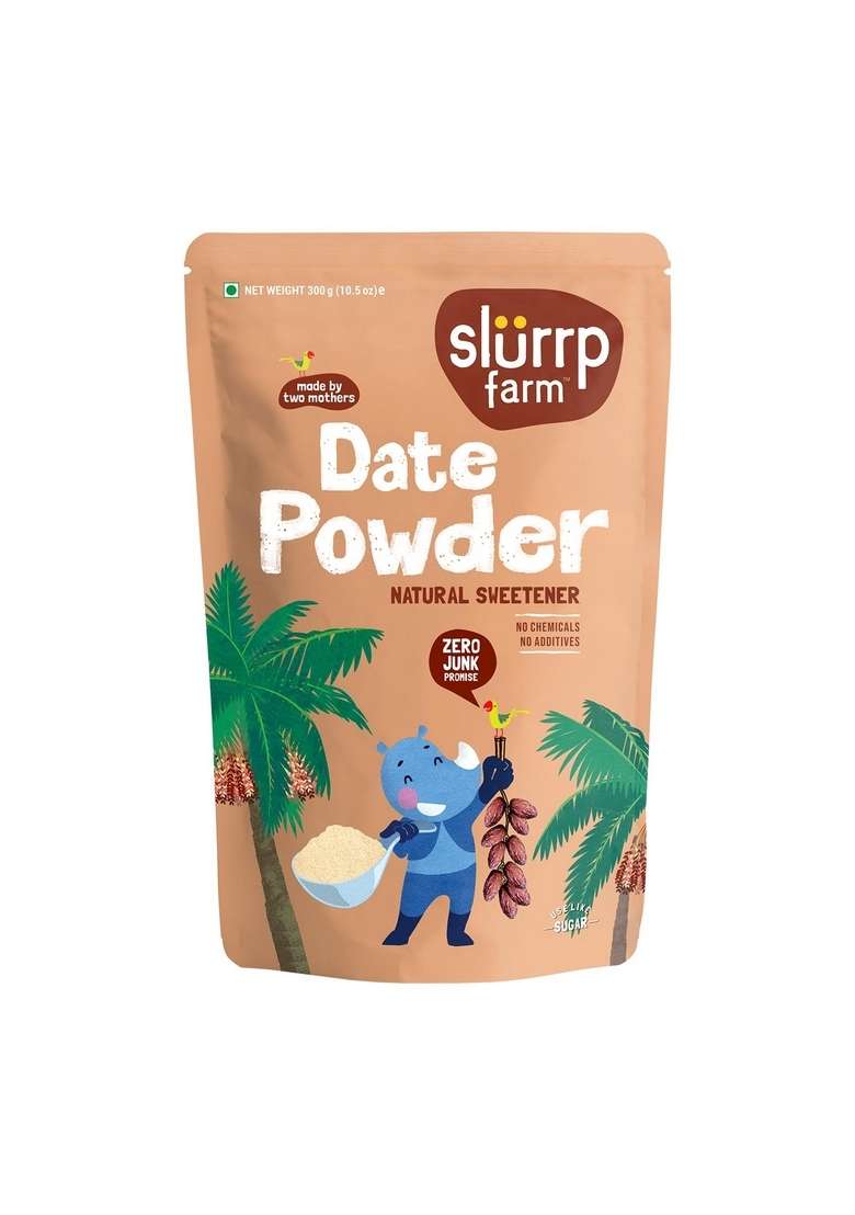 SLURRP FARM Seedless Arabian Date Powder | Kharik/Khajur 100% Natural Sweetener No Preservatives, Chemicals Healthy Substitute for Refined Sugar Dates Little Ones, 300g - Indya