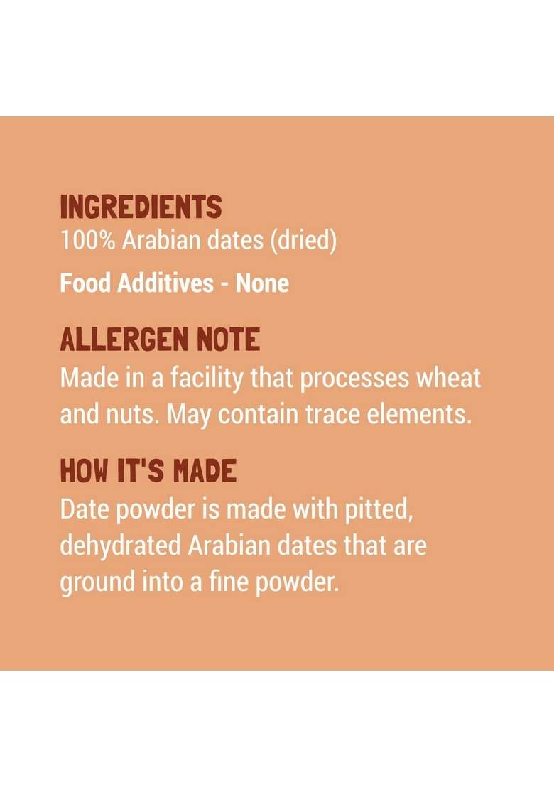 SLURRP FARM Seedless Arabian Date Powder | Kharik/Khajur 100% Natural Sweetener No Preservatives, Chemicals Healthy Substitute for Refined Sugar Dates Little Ones, 300g - Indya