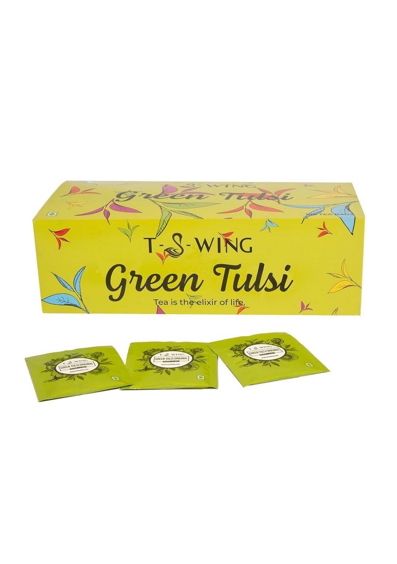 T-S-WING Premium Green Tulsi Tea | 100 Bags Refreshing & Relaxing For Digestion, Immunity