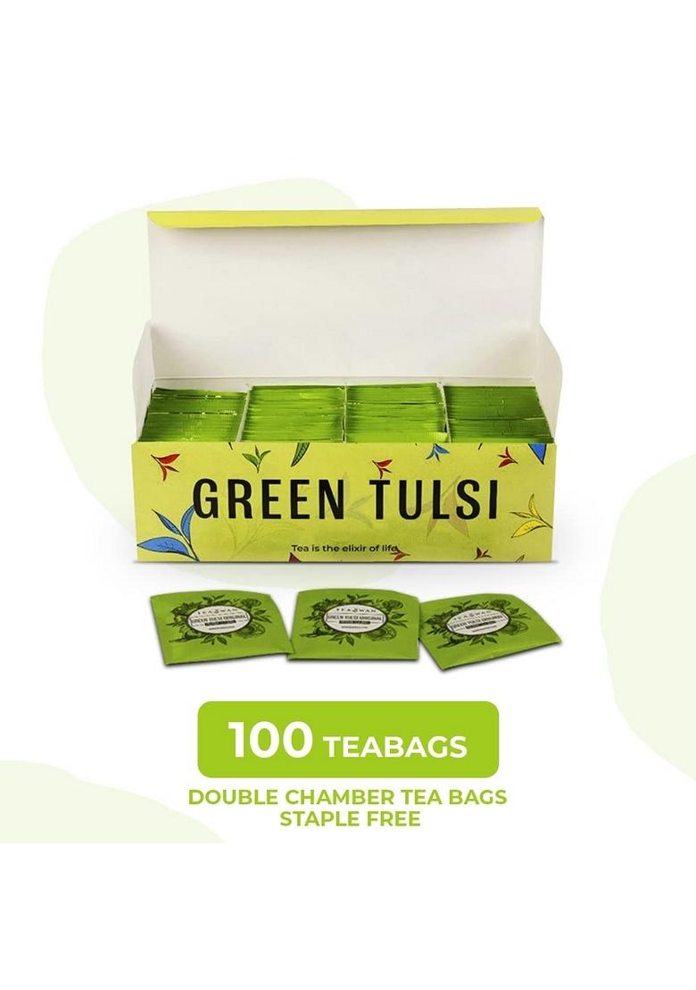 T-S-WING Premium Green Tulsi Tea | 100 Bags Refreshing & Relaxing For Digestion, Immunity