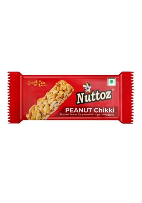 NUTTOZ Peanut Chikki JAR | Made with Jaggery Gajak Traditional Indian Sweet Protein Rich Snack Nutritious Energy Bar Gazak (50 Bars, 15 Gm Each