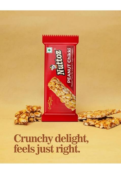 NUTTOZ Peanut Chikki JAR | Made with Jaggery Gajak Traditional Indian Sweet Protein Rich Snack Nutritious Energy Bar Gazak (50 Bars, 15 Gm Each
