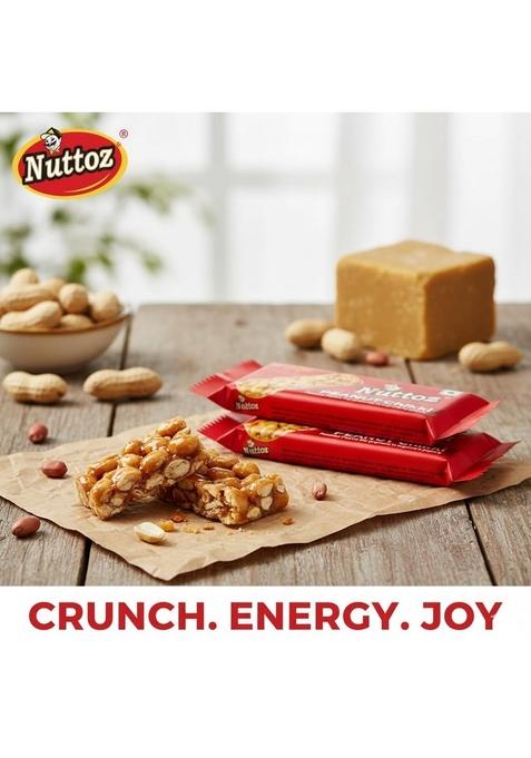 NUTTOZ Peanut Chikki JAR | Made with Jaggery Gajak Traditional Indian Sweet Protein Rich Snack Nutritious Energy Bar Gazak (50 Bars, 15 Gm Each