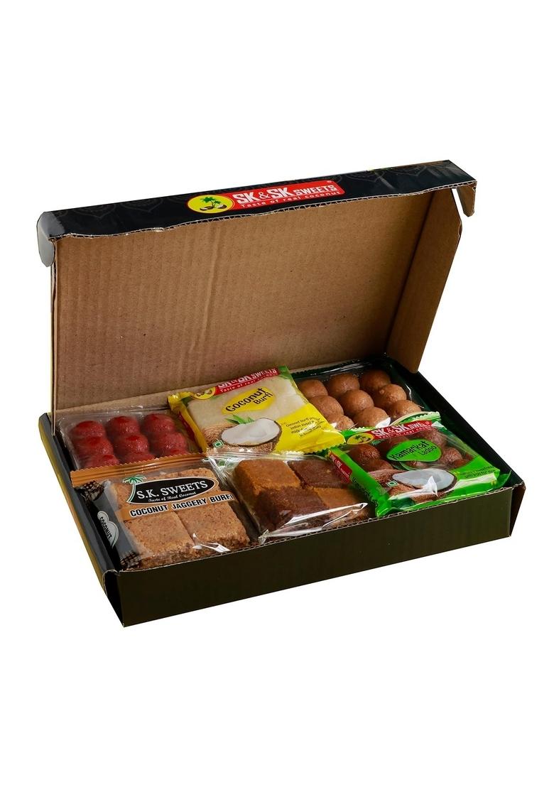 SK & SWEETS Celebration Sweet Box | Coconut Laddu Barfi Combo of Coco hotz,desi almond jaggery burfi,desi mango desi anjeer dryfruit meetha kardant Indian Mithai Gift Pack (Pack 24, 1 kg)