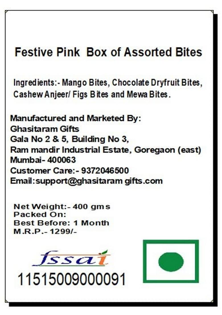 Ghasitaram Gifts Express Delivery Festive Pink Box of Assorted Bites |Gift for Diwali,Holi,Rakhi,Valentine,Christmas,Birthday,Anniversary,Gift Her,Him,Mothers Day,Fathers Day|