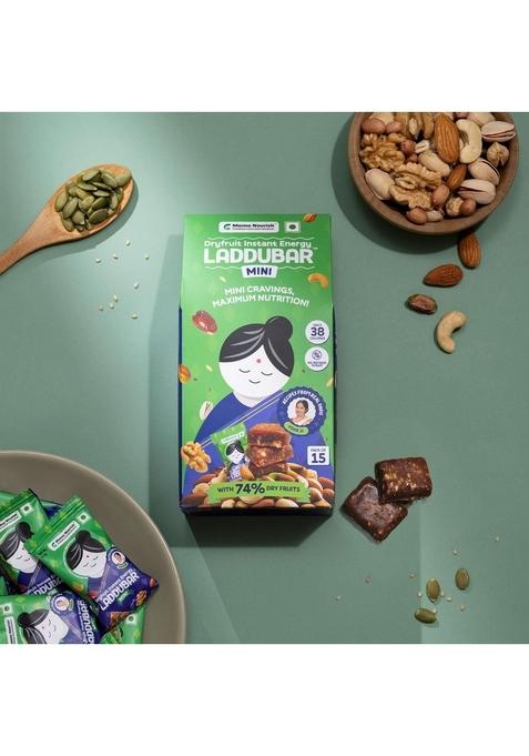 MAMANOURISH LADDUBAR Minis Dryfruit Date Bites Energy Bars | No Refined Sugar & Preservatives Healthy Dry Fruit Bar Mini Fruits Barfi