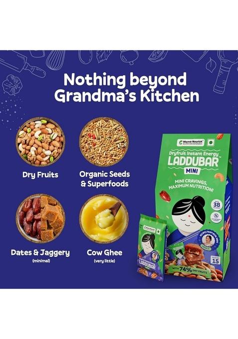 MAMANOURISH LADDUBAR Minis Dryfruit Date Bites Energy Bars | No Refined Sugar & Preservatives Healthy Dry Fruit Bar Mini Fruits Barfi