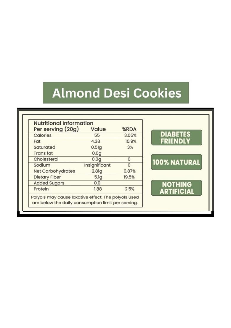 VISTEVIA Sugar Free Almond Desi Cookies, Diabetic and Keto Friendly