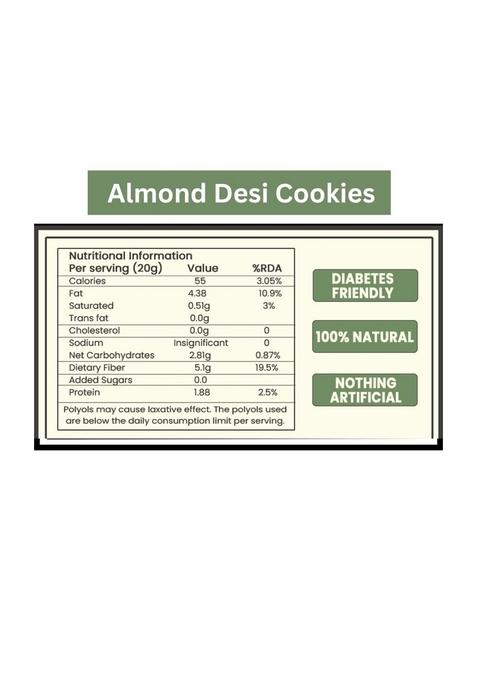 VISTEVIA Sugar Free Almond Desi Cookies, Diabetic and Keto Friendly