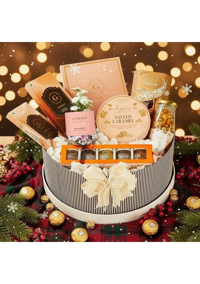 THE GIFT STUDIO.COM Savoir Faire Luxury LifestyleGift Hamper Semiprecious Agate Coasters with Gourmet Chocolates, Truffles, Party Mix, Tea & Specialty Treats Perfect Culinary Experience