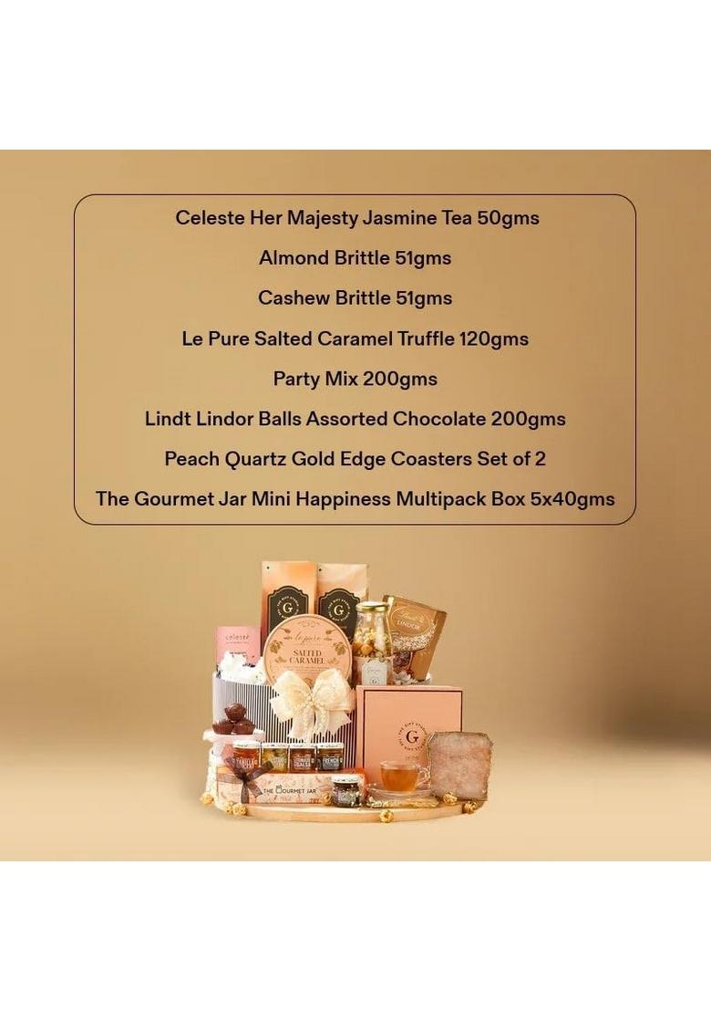 THE GIFT STUDIO.COM Savoir Faire Luxury LifestyleGift Hamper Semiprecious Agate Coasters with Gourmet Chocolates, Truffles, Party Mix, Tea & Specialty Treats Perfect Culinary Experience