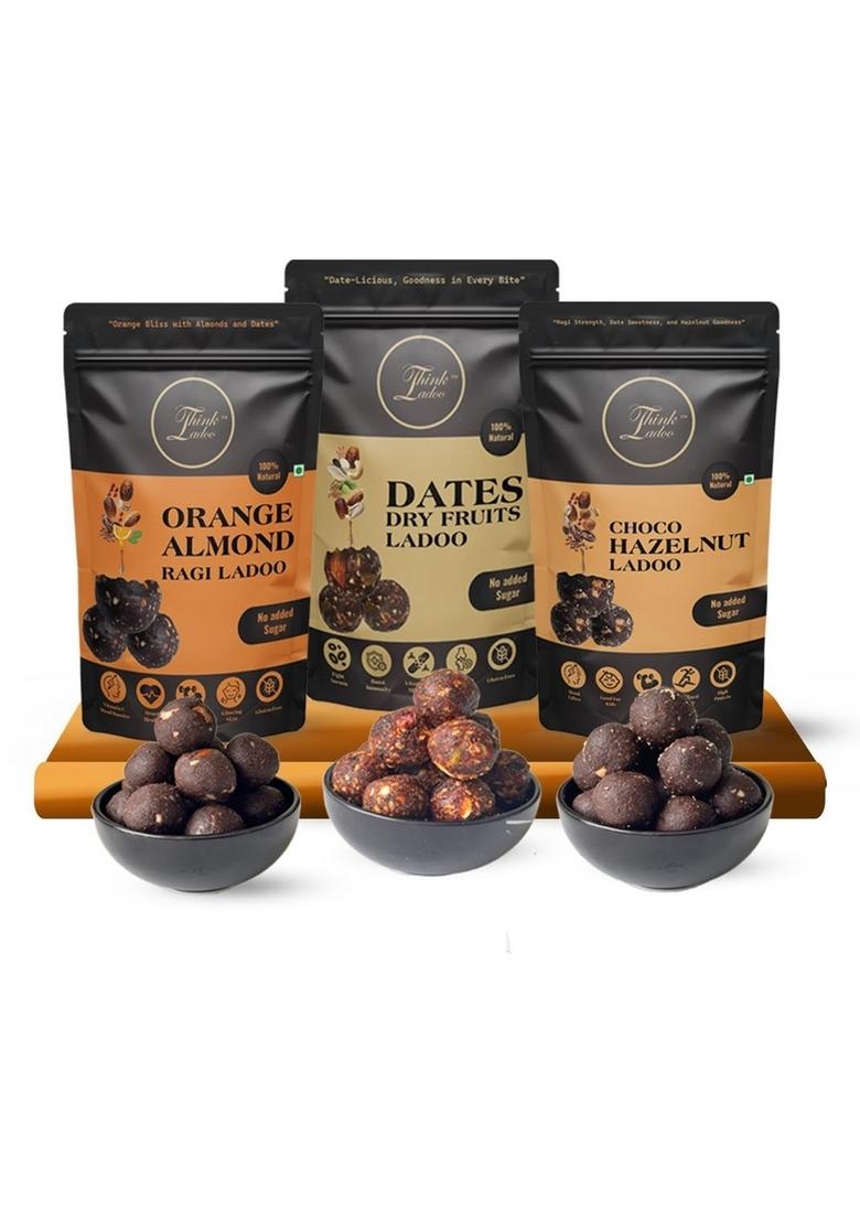 Think Ladoo Assorted Pack (30 Ladoos in 3 Different Flavours) | Sweetened with Dates High Protein & Instant Energy No Added Sugar