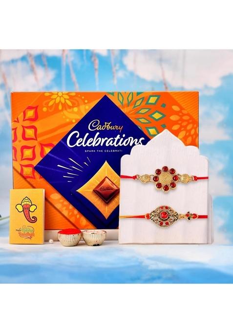 CraftVatika Rakhi Gift for Brother With Cadbury chocolate Combo, Premium Set of 2 brother, Rakhis hamper bhai | rakshabandhan gifts|, Bhabhi Greeting Card Men Women, Tilak — view on Indya