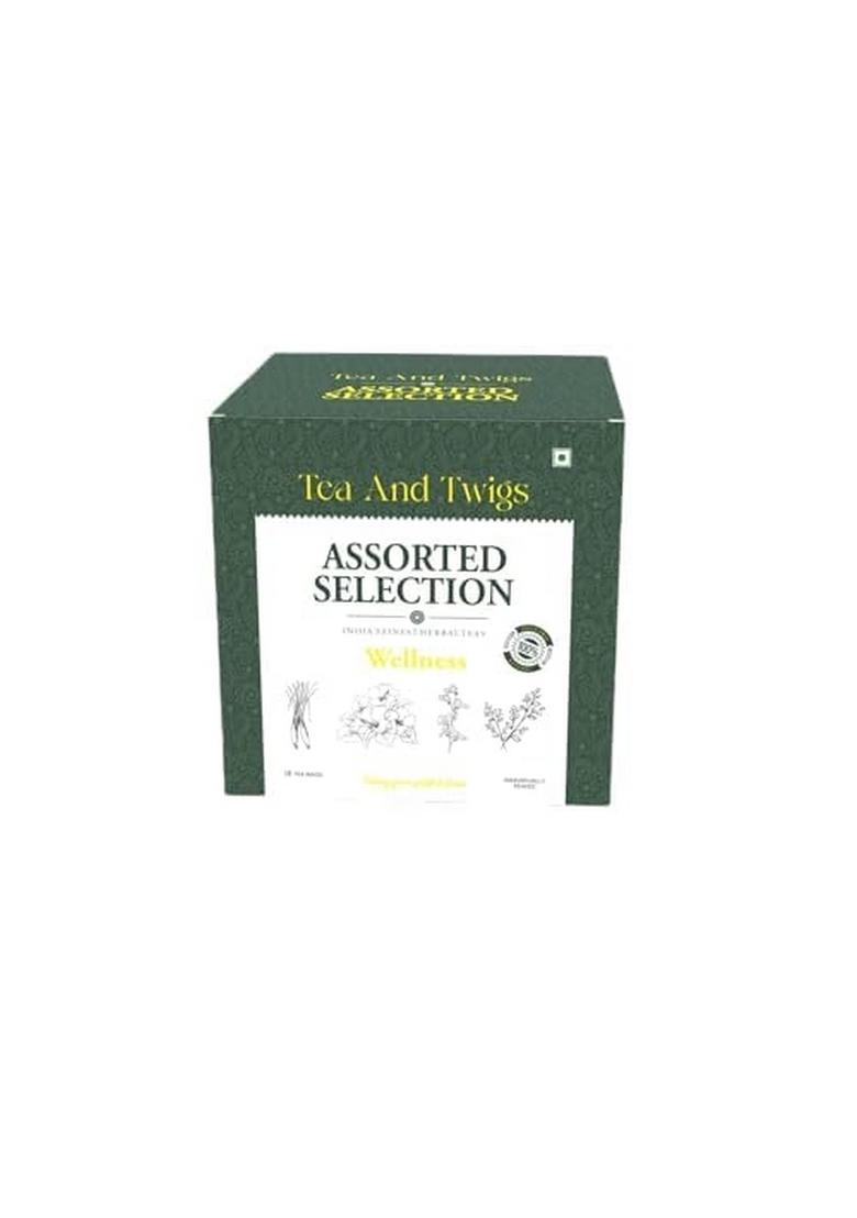 TEA AND TWIGS Twigs, Assortment Selection | 8 Varieties of Herbal |16 Teas Bags Gift Sets Box Hibiscus Butterfly Pea Chamomile Moringa
