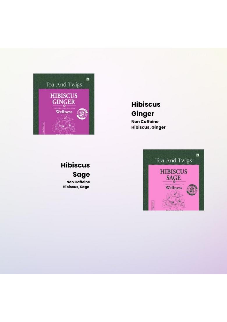 TEA AND TWIGS Twigs, Assortment Selection | 8 Varieties of Herbal |16 Teas Bags Gift Sets Box Hibiscus Butterfly Pea Chamomile Moringa