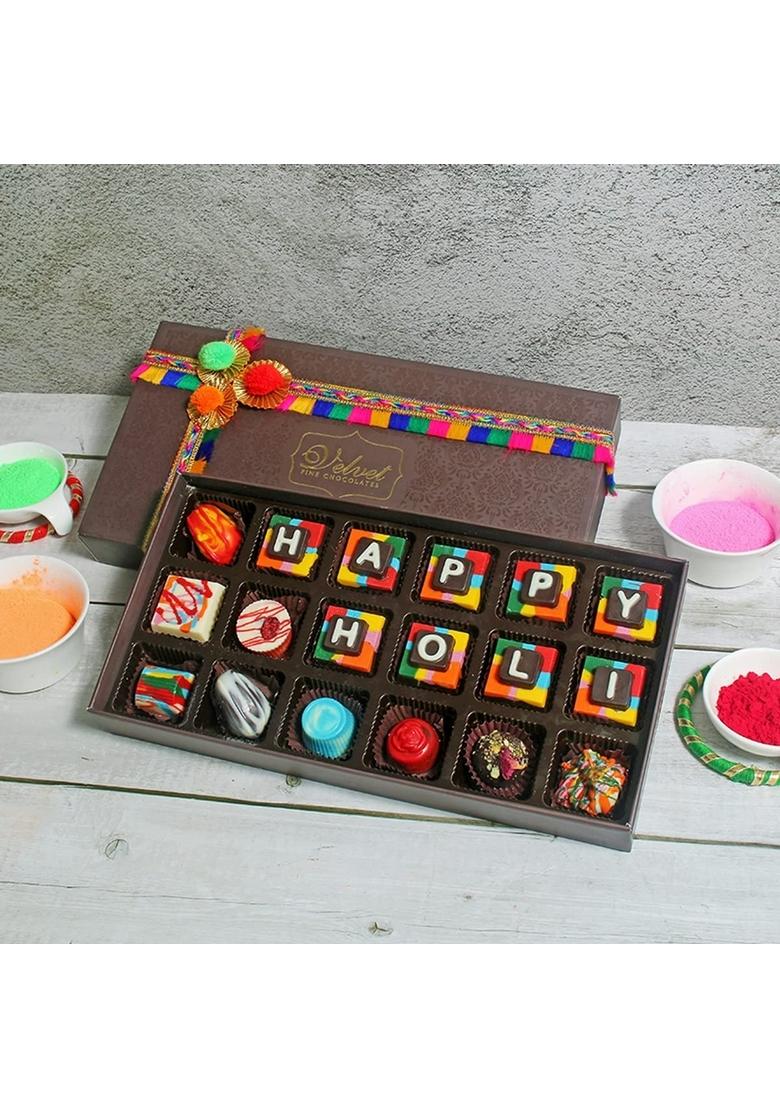 Velvet Fine Chocolates Gift Hamper Box for Family, Friends, Employees | Premium Chocolate Pack with 18 Colourful