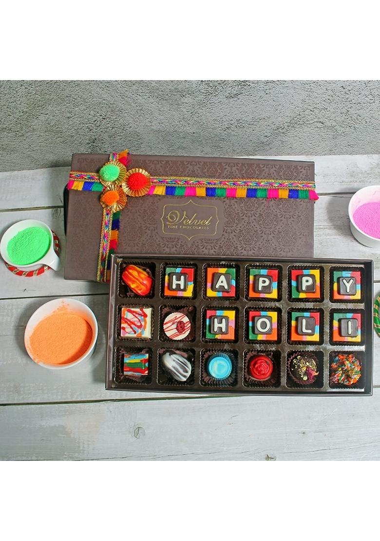 Velvet Fine Chocolates Gift Hamper Box for Family, Friends, Employees | Premium Chocolate Pack with 18 Colourful