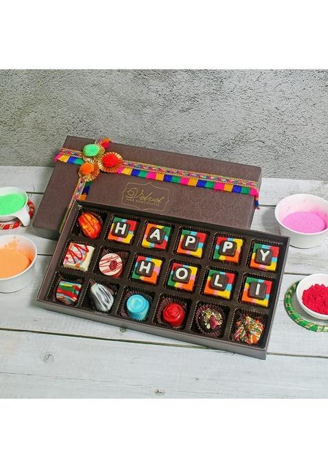 Velvet Fine Chocolates Gift Hamper Box for Family, Friends, Employees | Premium Chocolate Pack with 18 Colourful