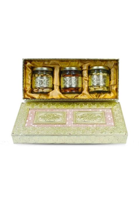 SAPPHIRE FOODS Diwali Gift Hampers Dry Fruit Pack Gifts In Jars for Employees Family Friends SF JAR TAPPER BOX (SF 3 BOX)