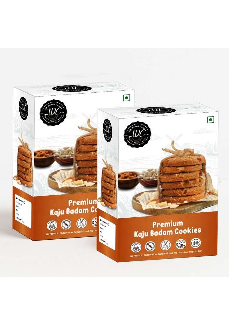 THE DOUGH CORNER Premium Kaju Badam Cookies - Handcrafted with Almonds, Cashews I High-Protein Snack | Perfect for Gifting, Tea-Time, and Healthy Snacking-400gm - Indya