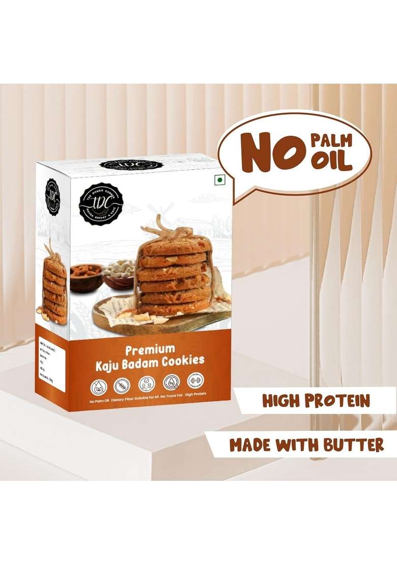 THE DOUGH CORNER Premium Kaju Badam Cookies - Handcrafted with Almonds, Cashews I High-Protein Snack | Perfect for Gifting, Tea-Time, and Healthy Snacking-400gm - Indya