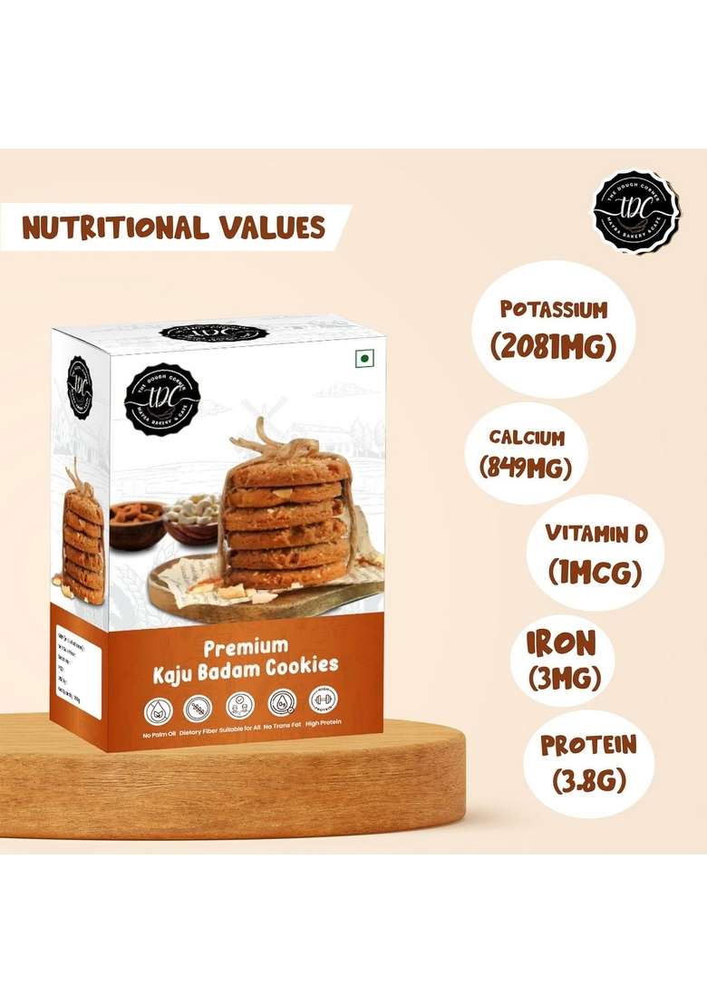 THE DOUGH CORNER Premium Kaju Badam Cookies - Handcrafted with Almonds, Cashews I High-Protein Snack | Perfect for Gifting, Tea-Time, and Healthy Snacking-400gm - Indya