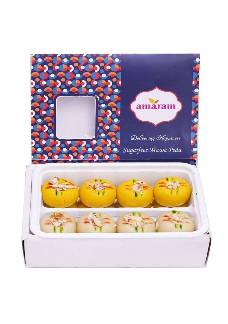 Amaram by Ghasitaram Sugarfree Mawa Peda Sweets Gift, 200g|Sugar Free Sweets|Diabetic Friendly|Diwali Sugar Box - Indya