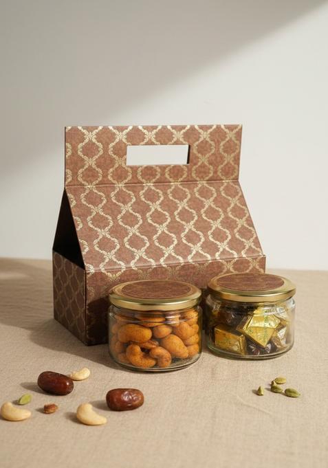 Ghasitaram Gifts Express Delivery 2 Jars Bag Box of Assorted Bites and Crunchy Cashews|Gift for Diwali,Holi,Valentine,Christmas,Birthday,Anniversary,Gift Her,Him,Mothers Day,Fathers Day|