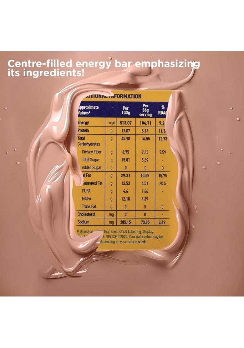 STROOM Asia's First Centre Filled Energy Bars | 6g Protein (8 Bars, 36 Grams Each) Milk Chocolate Peanut Butter Nutrition for Muscle Gain Healthy Snack Diet with No Added Sugar