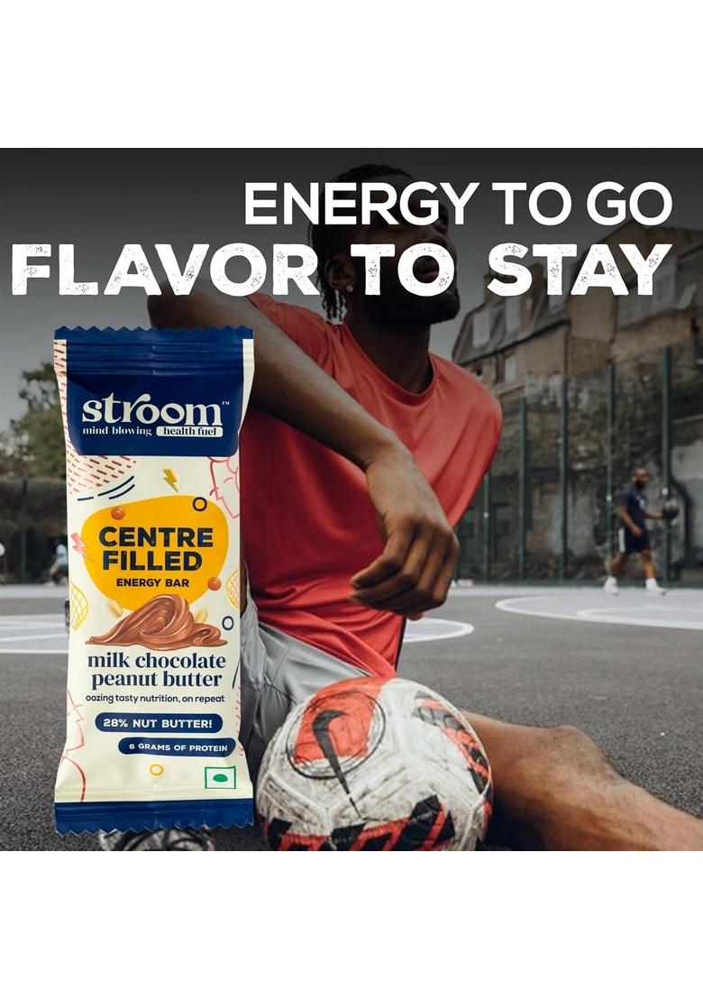 STROOM Asia's First Centre Filled Energy Bars | 6g Protein (8 Bars, 36 Grams Each) Milk Chocolate Peanut Butter Nutrition for Muscle Gain Healthy Snack Diet with No Added Sugar