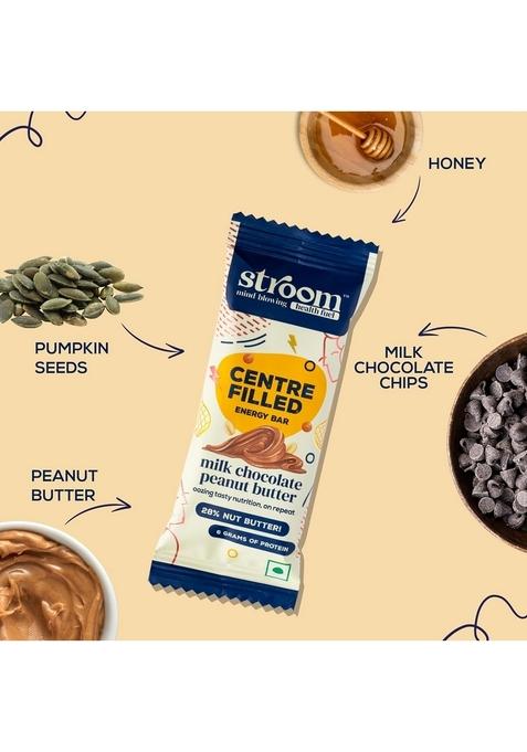 STROOM Asia's First Centre Filled Energy Bars | 6g Protein (8 Bars, 36 Grams Each) Milk Chocolate Peanut Butter Nutrition for Muscle Gain Healthy Snack Diet with No Added Sugar