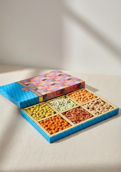 Ghasitaram Gifts Express Delivery Fruit n Nut 6 Parti Box of Crunchy Cashews,Peanuts & Flavoured Raisins 600 gms|Gift for Diwali,Holi,Valentine,Birthday,Anniversary,Gift Her,Him,Mothers Day|