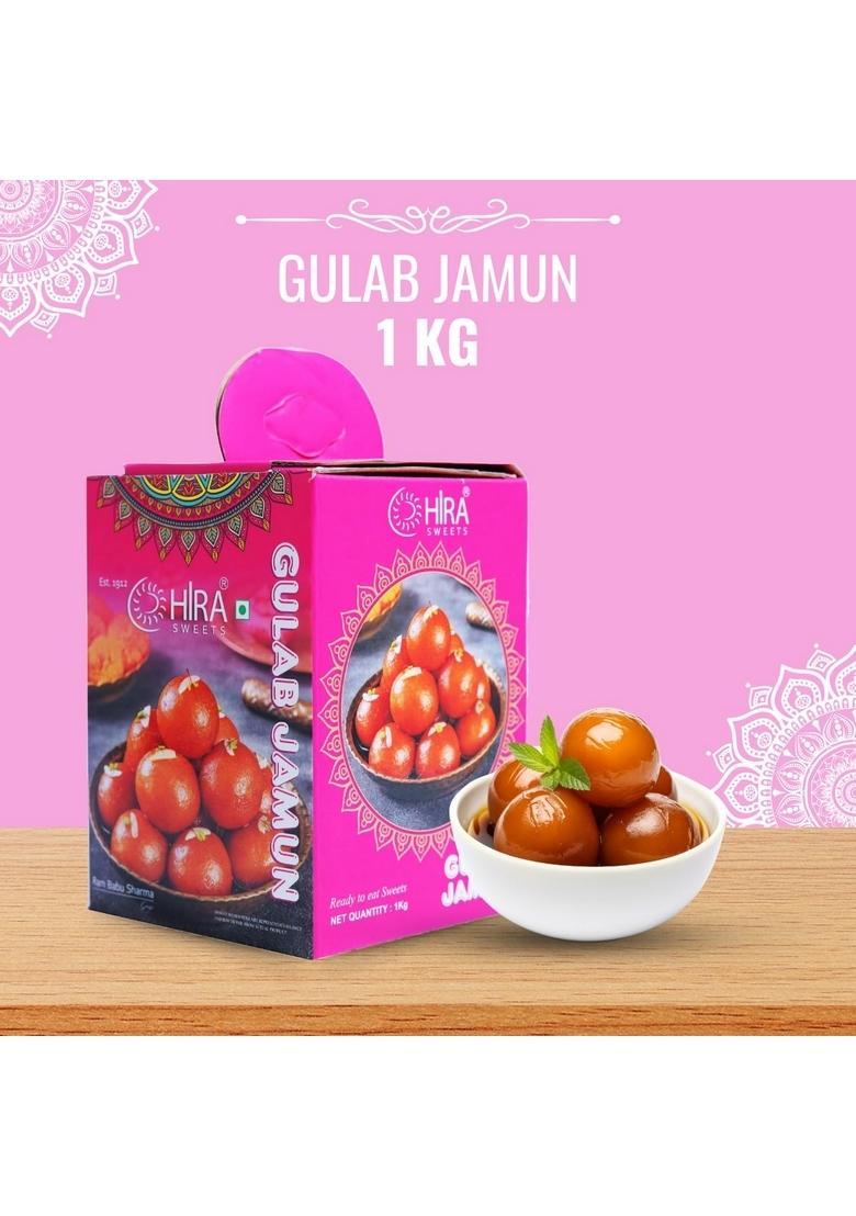 HIRA SWEETS Gulab Jamun 1kg Tin | Fresh Traditional Indian Mithai Ready to Eat Perfect Festive Gift Box No Added Colors Ideal for Celebrations & Gifting