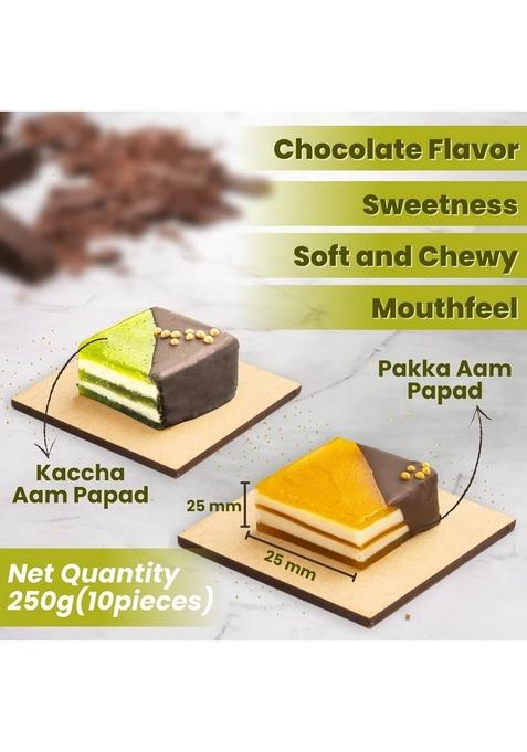 THE SWEET BLEND Assorted Sweets | Mango Bite, Khatta Meetha Aam Papad & Kaccha with Chocolate Tangy Indian Mithai Gift Hamper Box 250 g (10 pcs) |Ideal for Diwali