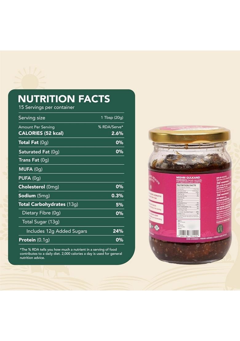 Anveshan Pure Mishri Gulkand 300g|Sun-Cooked Rose Petal Jam|Holi Thandai Mix|Made With Indian Damask Petals & Dhaagewali Mishri|Pure Taste Of Natural Ingredients|Refreshing mix for holi