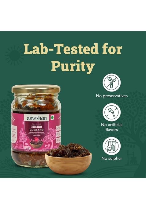 Anveshan Pure Mishri Gulkand 300g|Sun-Cooked Rose Petal Jam|Holi Thandai Mix|Made With Indian Damask Petals & Dhaagewali Mishri|Pure Taste Of Natural Ingredients|Refreshing mix for holi