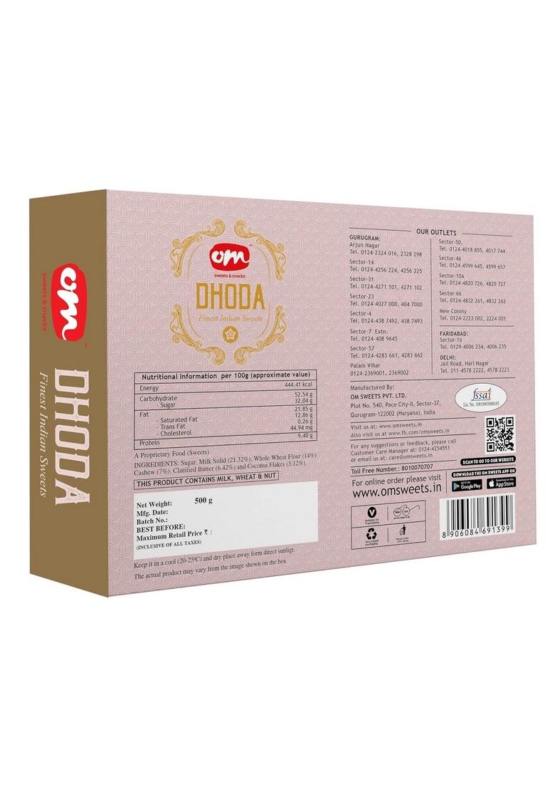 OM SWEETS & SNACKS Dhoda Burfi (250g) Kaju Katli (400g) Combo | Rich Creamy Mithai Gift Pack Traditional Great Indian Sweet Made with Milk Nuts Fresh Festival Box