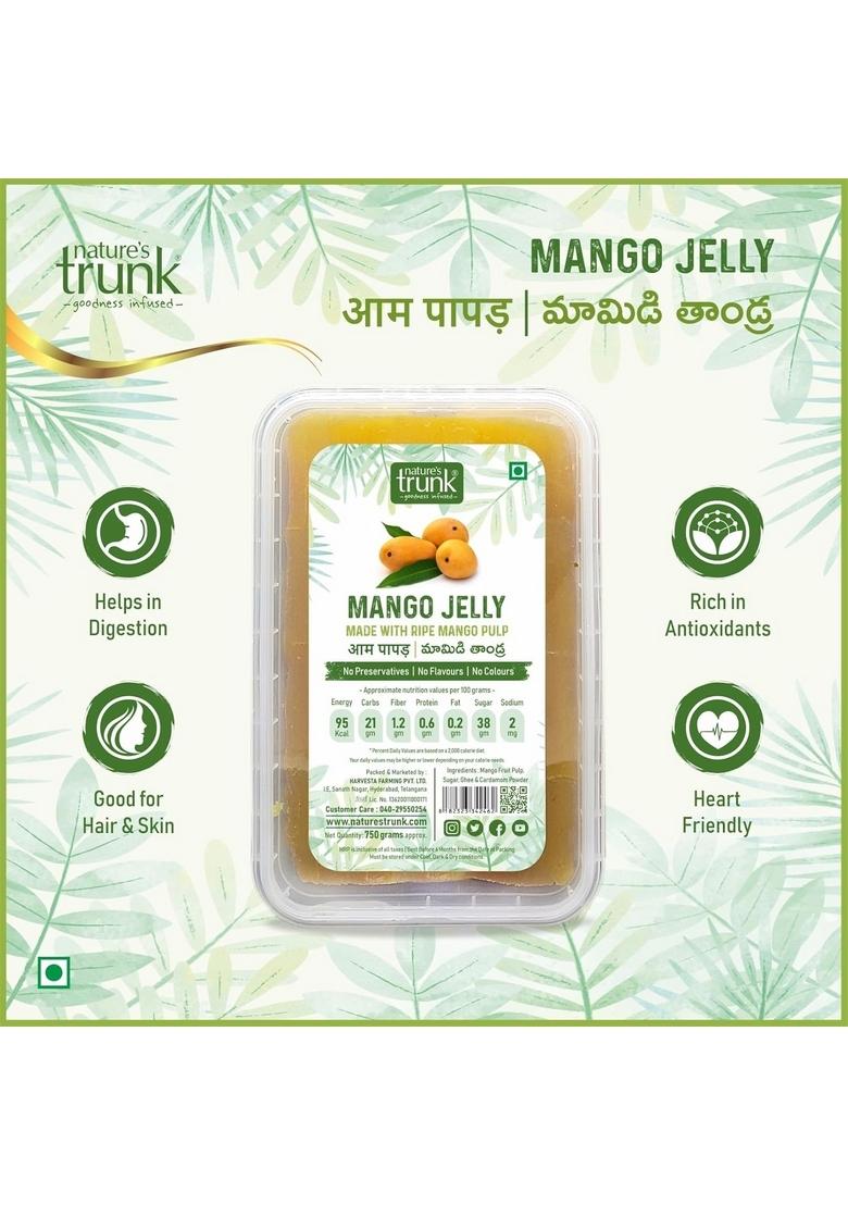 Natures Trunk Mango Jelly | 750 g Aam Papad Mamidi Thandra Sun Dried Traditional Fruit Snack Ripe Pulp No Preservatives Natural Sweet Candy